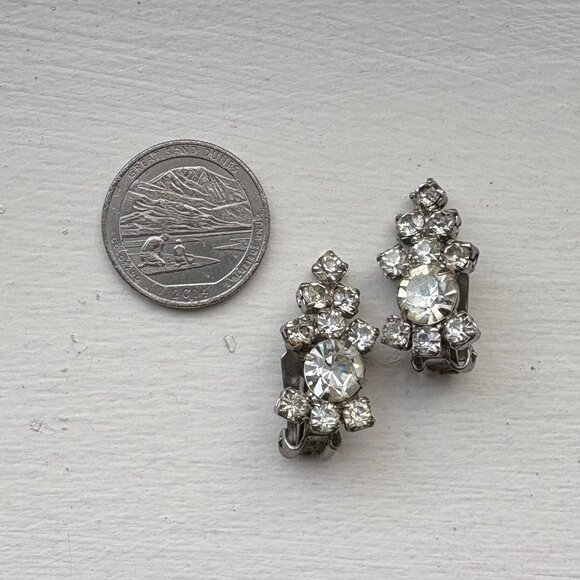 Vintage Rhinestone Clip-On Earrings - Picture 5 of 5